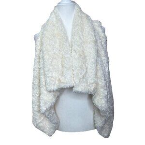 Me Jane Womens Faux Fur Vest Sz L Lined Glam Hippie Boho Roomy Comfy Fall Winter